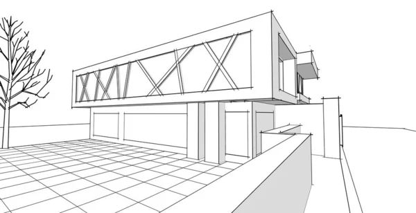 Casa Adosada Concepto Arquitectónico Rendering — Foto de Stock