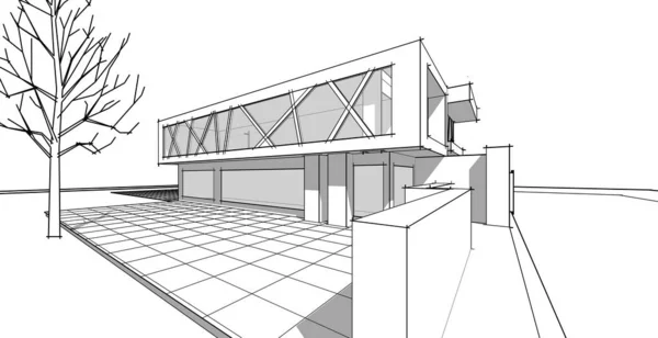 Stadthaus Architektonisches Konzept Rendering — Stockfoto