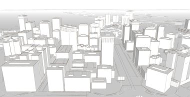 Modern şehir mimarisi. 3d illüstrasyon