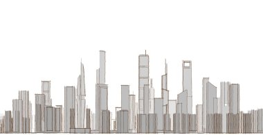 Modern şehir mimarisi. 3d illüstrasyon