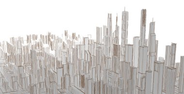 Modern şehir mimarisi. 3d illüstrasyon