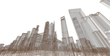 Modern şehir mimarisi. 3d illüstrasyon