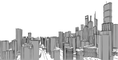 Modern şehir mimarisi. 3d illüstrasyon