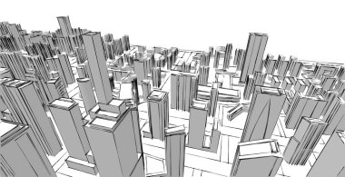 Modern şehir mimarisi. 3d illüstrasyon