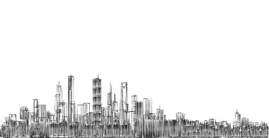 Modern şehir mimarisi. 3d illüstrasyon