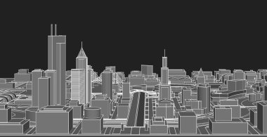 Modern şehir mimarisi. 3d illüstrasyon
