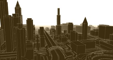 Modern şehir mimarisi. 3d illüstrasyon