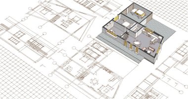 Konut mimarisi. 3d oluşturma