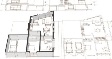 Konut mimarisi. 3d oluşturma