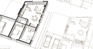 Konut mimarisi. 3d oluşturma