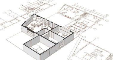 Konut mimarisi. 3d oluşturma