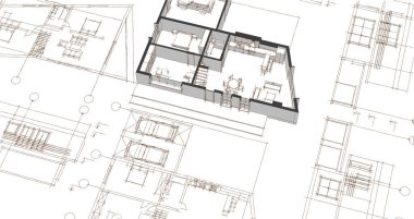 Konut mimarisi. 3d oluşturma