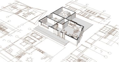 Konut mimarisi. 3d oluşturma