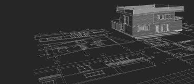 Konut mimarisi. 3d oluşturma