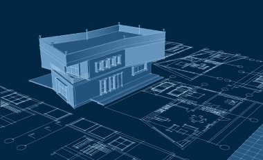Konut mimarisi. 3d oluşturma