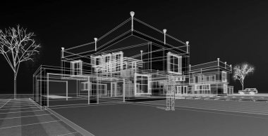 Konut mimarisi. 3d oluşturma