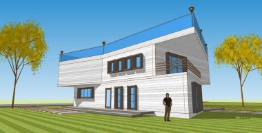 Konut mimarisi. 3d oluşturma