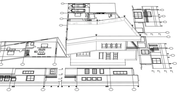 Moderne Huisarchitectuur Illustratie — Stockfoto