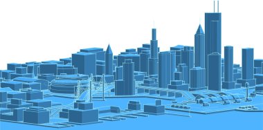 Modern şehir mimarisi. 3d illüstrasyon