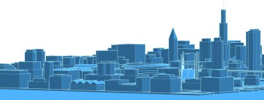 Modern şehir mimarisi. 3d illüstrasyon