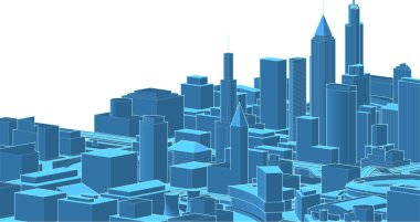 Modern şehir mimarisi. 3d illüstrasyon