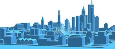 Modern şehir mimarisi. 3d illüstrasyon