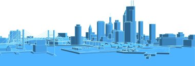 Modern şehir mimarisi. 3d illüstrasyon