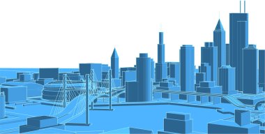 Modern şehir mimarisi. 3d illüstrasyon