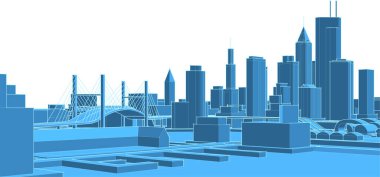 Modern şehir mimarisi. 3d illüstrasyon