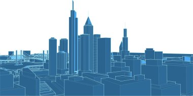 Modern şehir mimarisi. 3d illüstrasyon