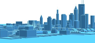 Modern şehir mimarisi. 3d illüstrasyon