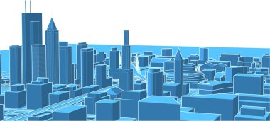 Modern şehir mimarisi. 3d illüstrasyon