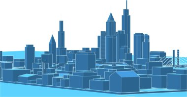 Modern şehir mimarisi. 3d illüstrasyon