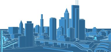 Modern şehir mimarisi. 3d illüstrasyon