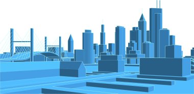 Modern şehir mimarisi. 3d illüstrasyon