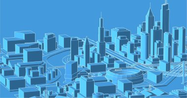 Modern şehir mimarisi. 3d illüstrasyon