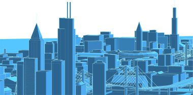 Modern şehir mimarisi. 3d illüstrasyon