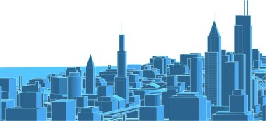 Modern şehir mimarisi. 3d illüstrasyon