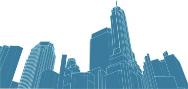 Modern şehir mimarisi. 3d illüstrasyon