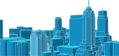 Modern şehir mimarisi. 3d illüstrasyon