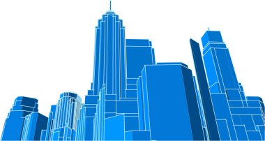 Modern şehir mimarisi. 3d illüstrasyon