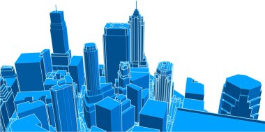 Modern şehir mimarisi. 3d illüstrasyon