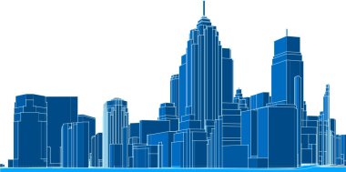 Modern şehir mimarisi. 3d illüstrasyon