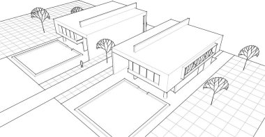 Modern ev mimarisi. 3d oluşturma