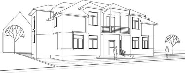 Modern ev mimarisi. 3d oluşturma