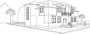 Modern ev mimarisi. 3d oluşturma