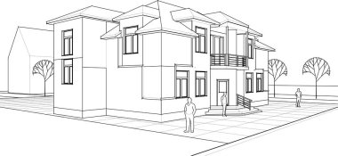 Modern ev mimarisi. 3d oluşturma