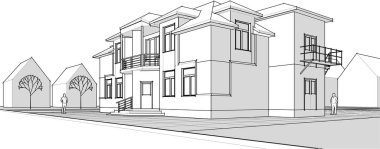 Modern ev mimarisi. 3d oluşturma