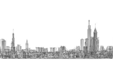 Modern şehir mimarisi. 3d illüstrasyon