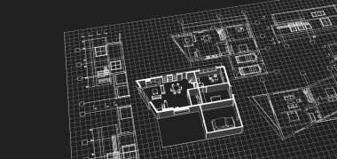 Mimari proje. Ev çizimi. 3d illüstrasyon